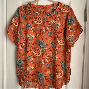 🎃 LOFT Floral Flutter Sleeve Blouse